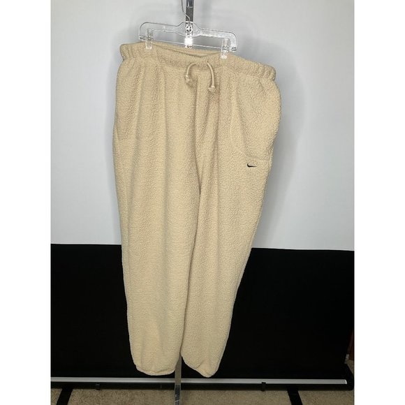 2xl XXL Mens Nike Beige Sherpa Track Pants RARE ThermaFit - Picture 2 of 8